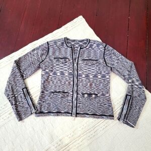 90s y2k Style Anthropologie One Girl Who Cotton Zip Cardigan size S Black/Gray
